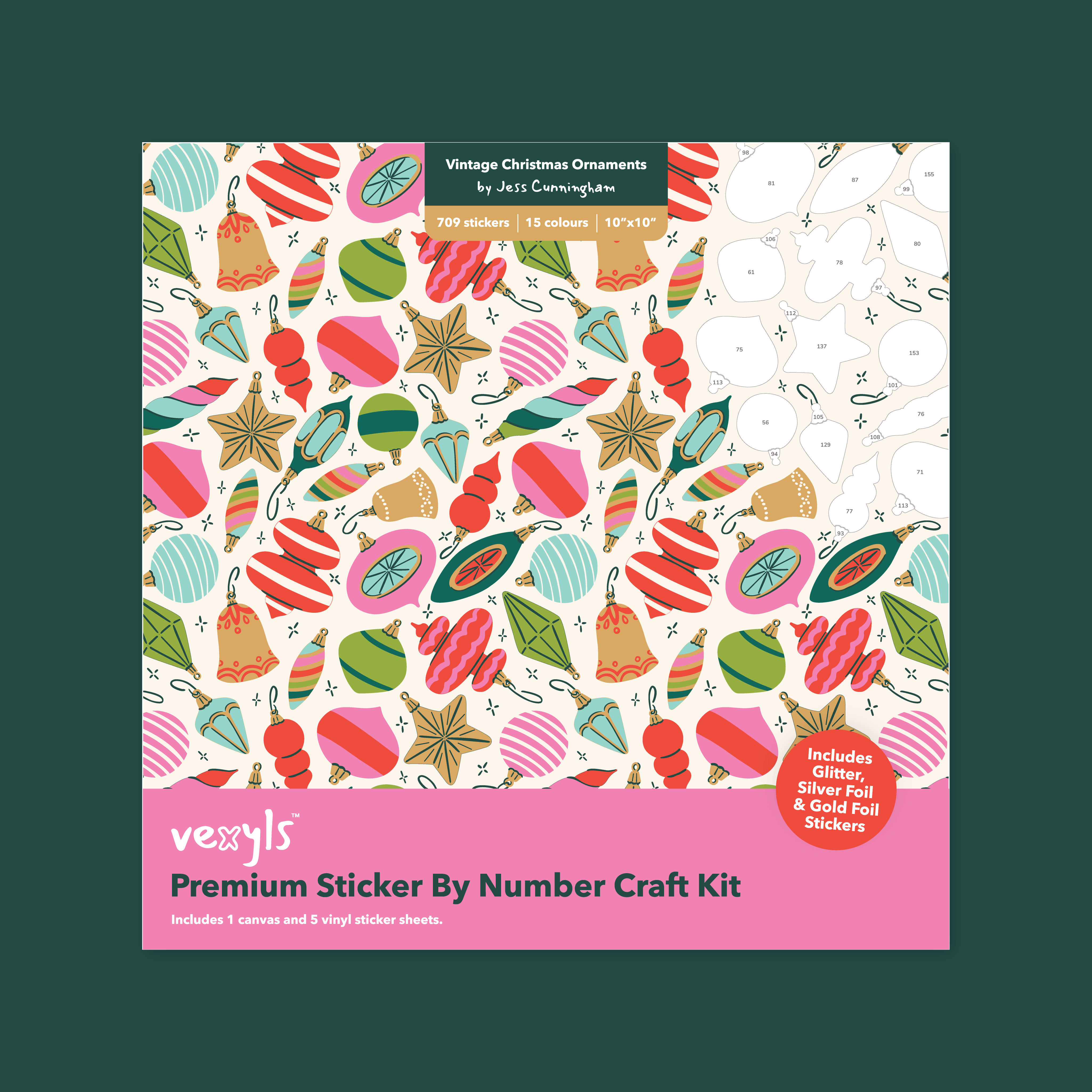 Vintage Christmas Ornaments Canvas