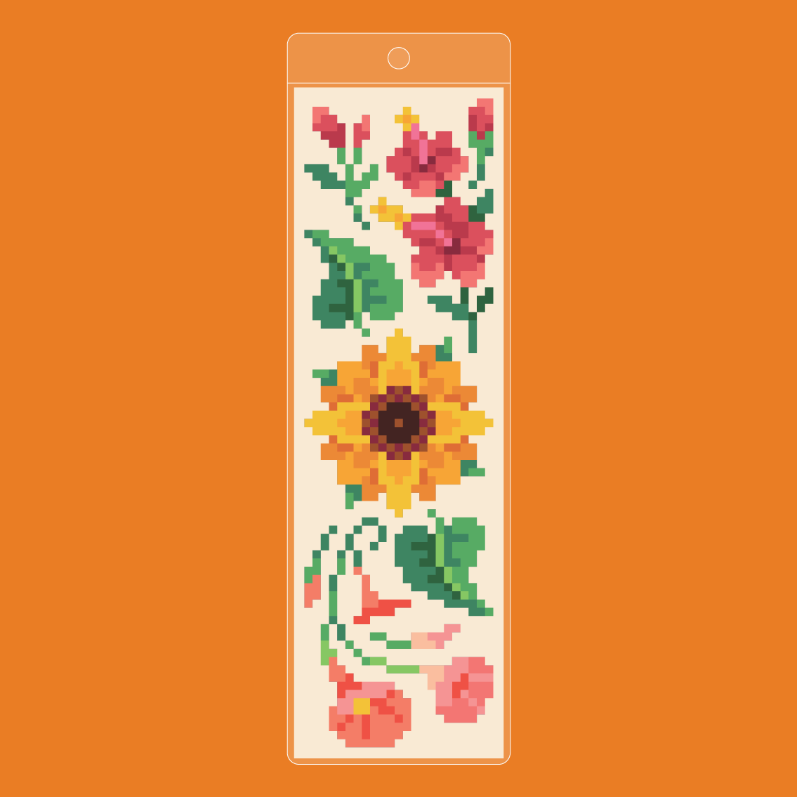 Summer Flowers Bookmark | Pixel Art Sticker by Number Bookmark Craft ...