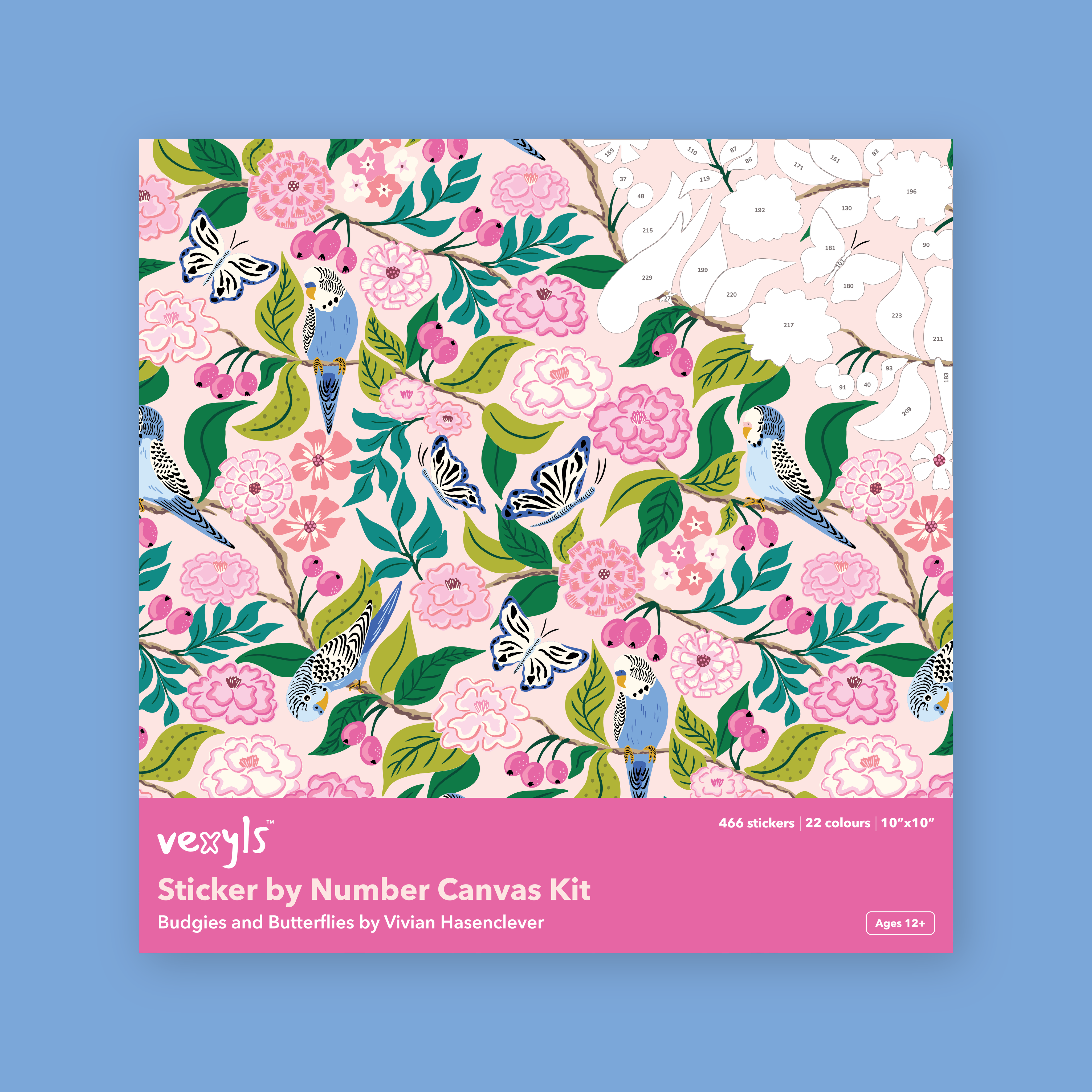 Budgies and Butterflies Canvas