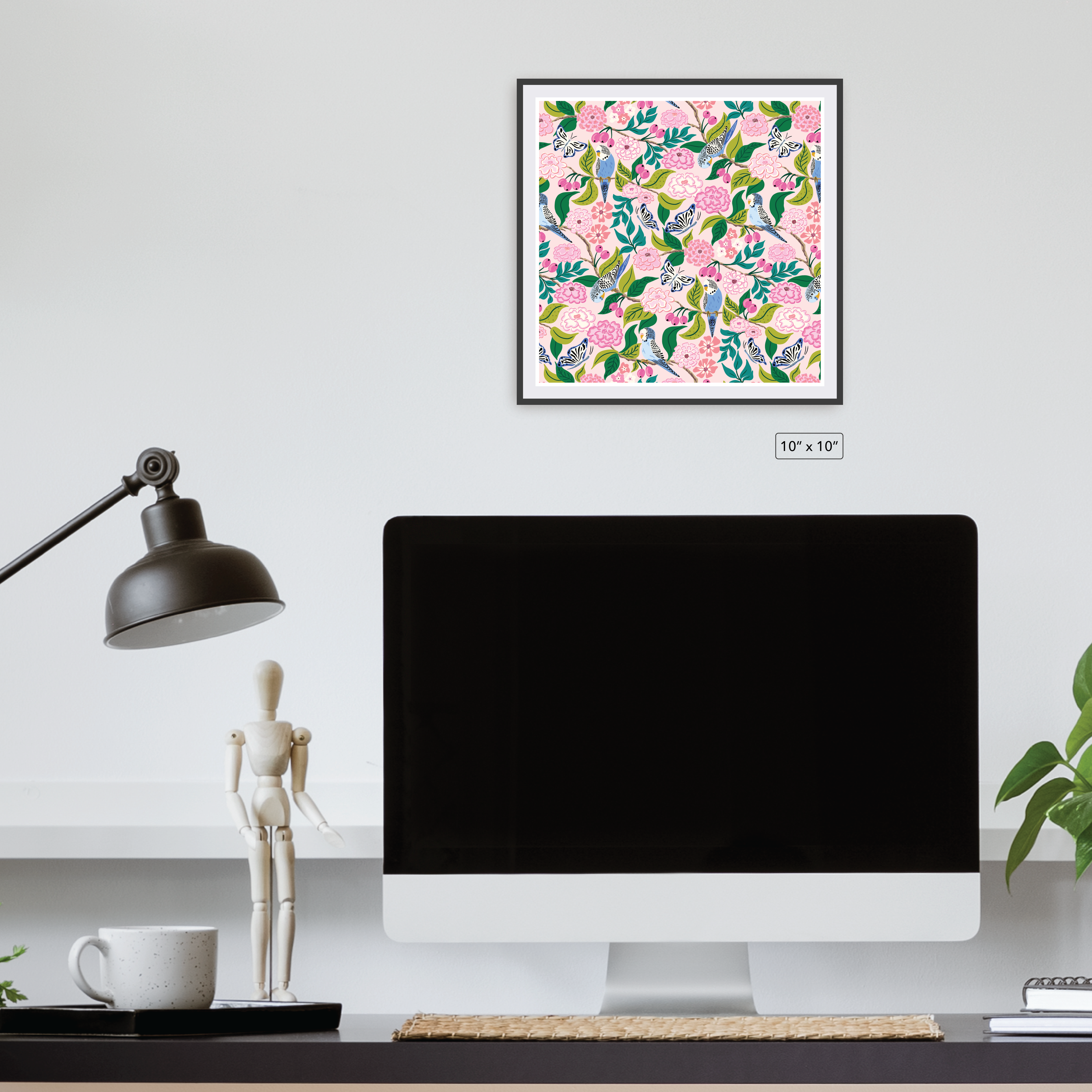 Budgies and Butterflies Canvas